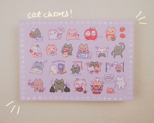 cat chores sticker sheet