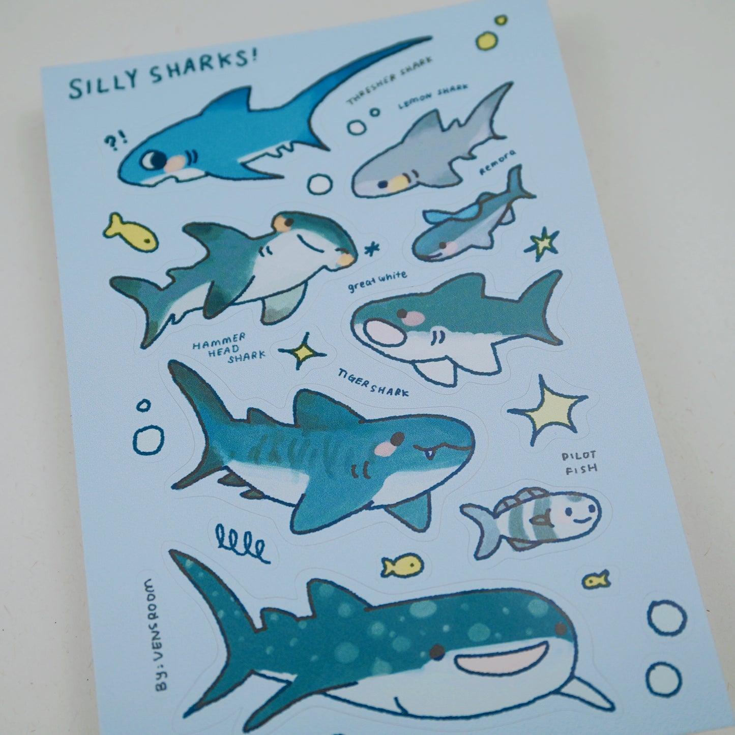 silly sharks sticker sheet