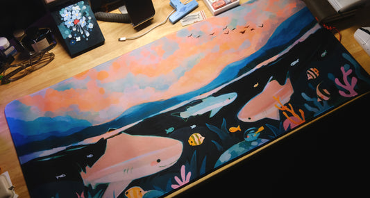 sunset shark deskmat