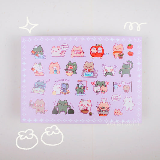 cat chores sticker sheet