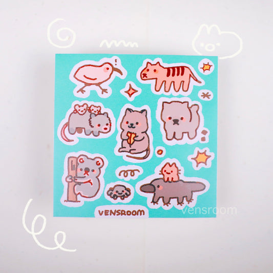 aussie animals sticker sheet