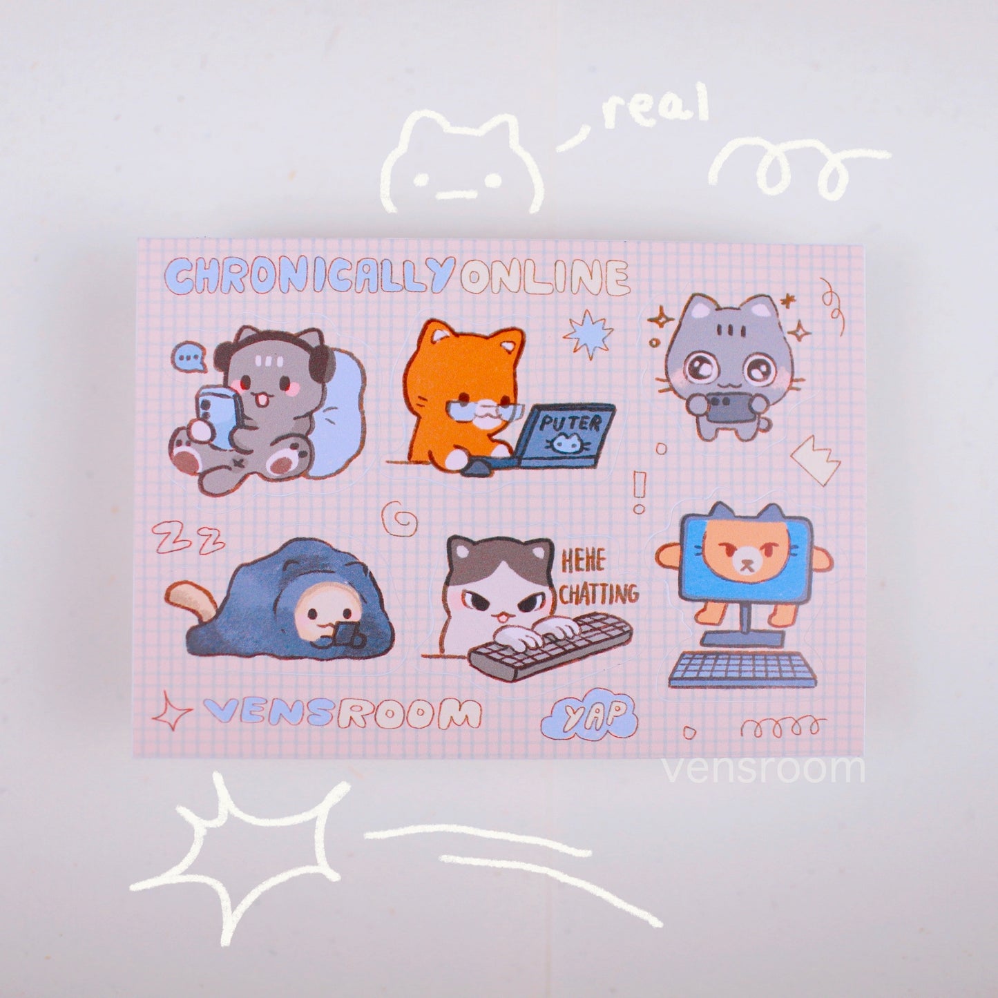 chronically online sticker sheet