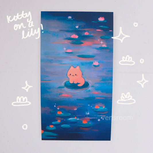 kitty on a lily print