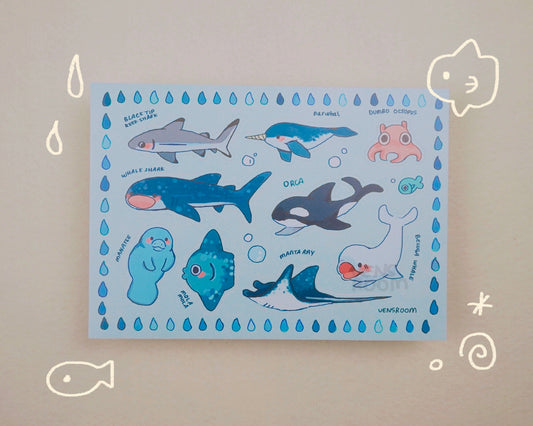 marine friends sticker sheet