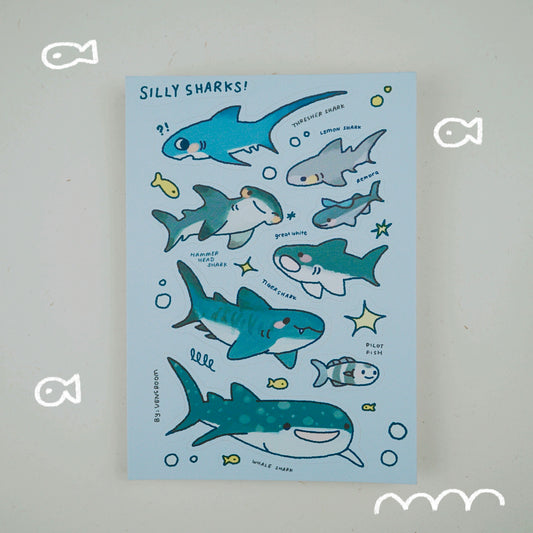 silly sharks sticker sheet