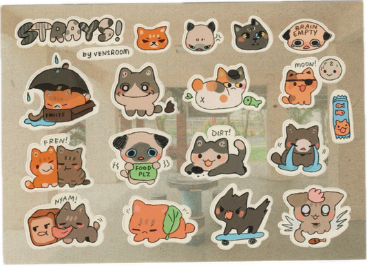 stray cats sticker sheet FUNDRAISER